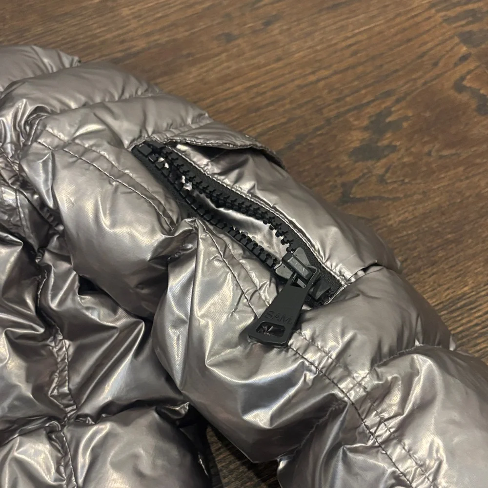 SAM Girl’s Shiny Silver Puffer Jacket Size 12